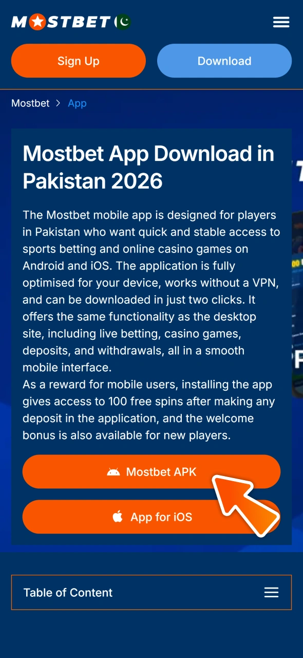 Get latest version of Mostbet apk on this page.