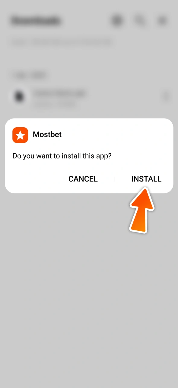 Install Mostbet app by pressing instal button.