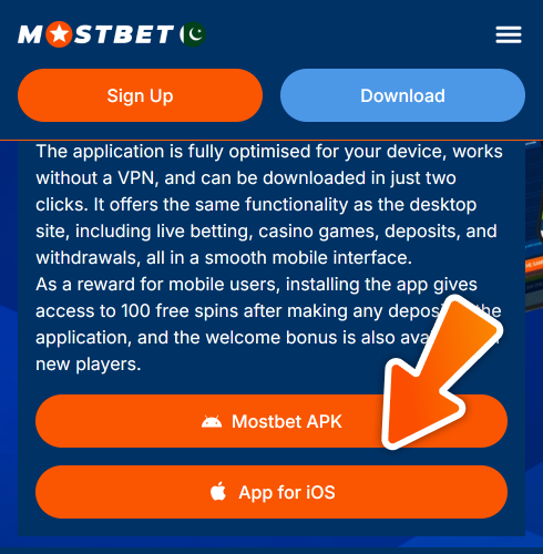 Download Mostbet app from this website to start betting.