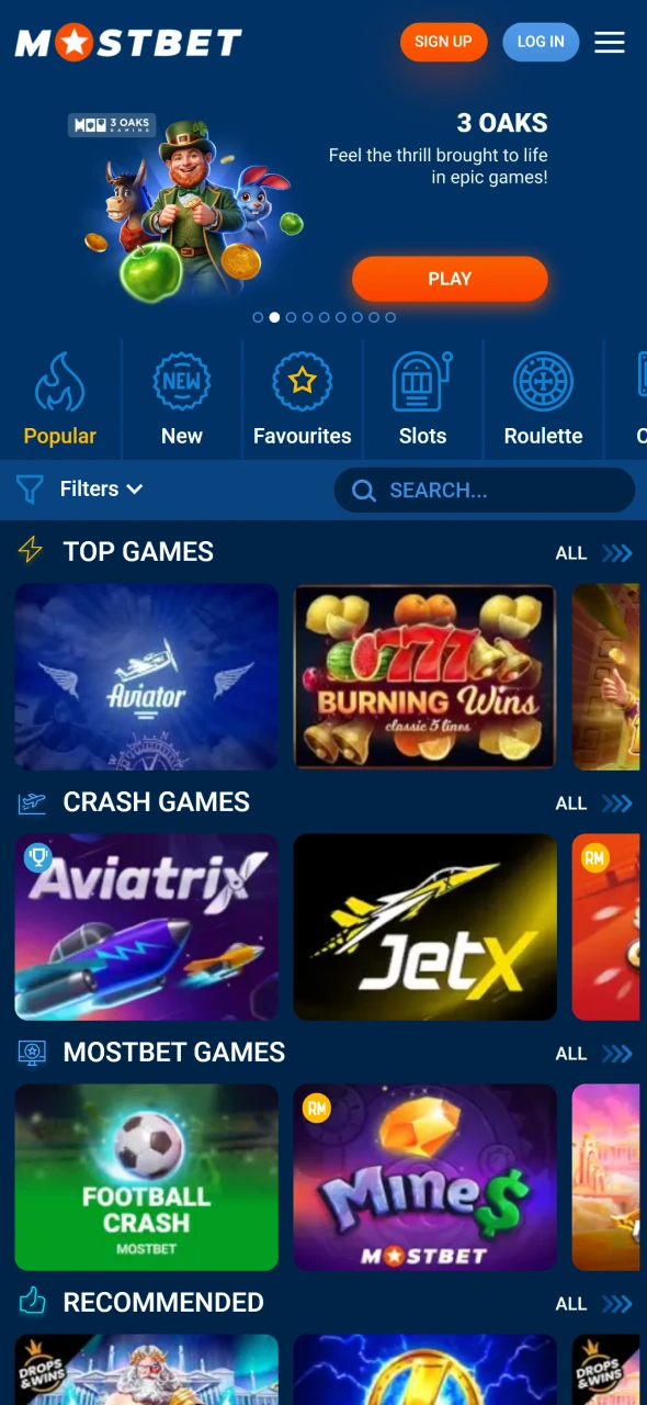 Visit Mostbet casino page for mamy popular casino games.