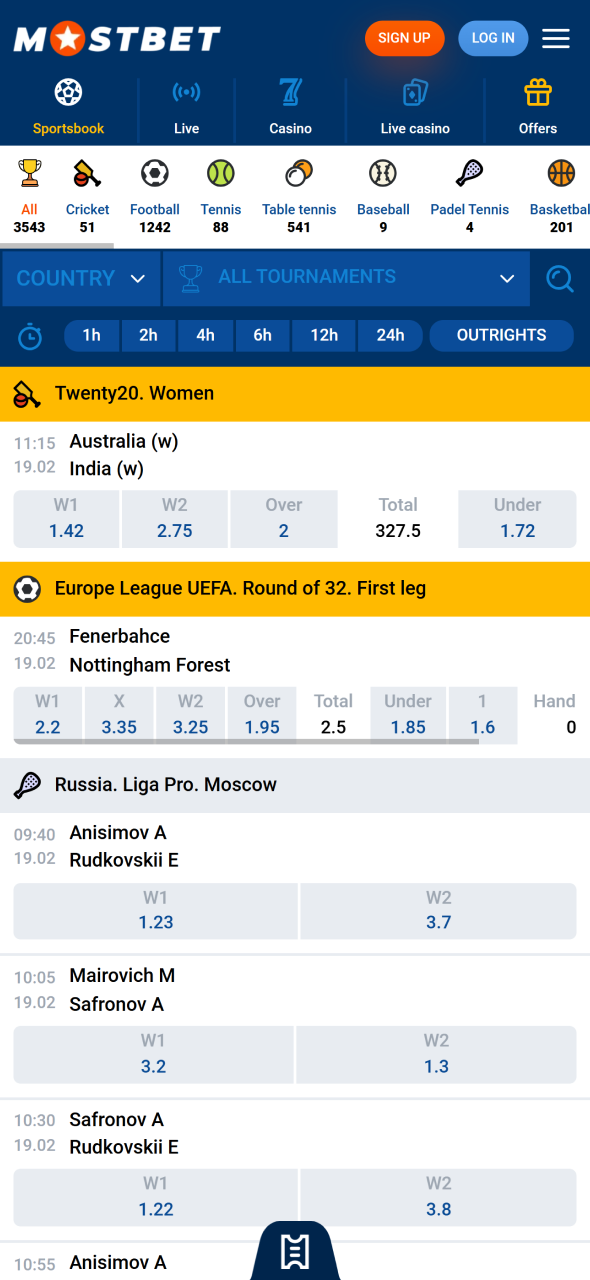 Place bets to win big at Mostbet sports.